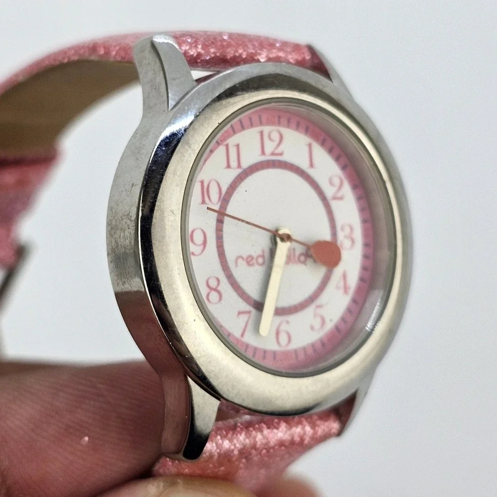 Red Balloon Watch Women 31MM White Dial Pink Leather Bands Up to 6.5